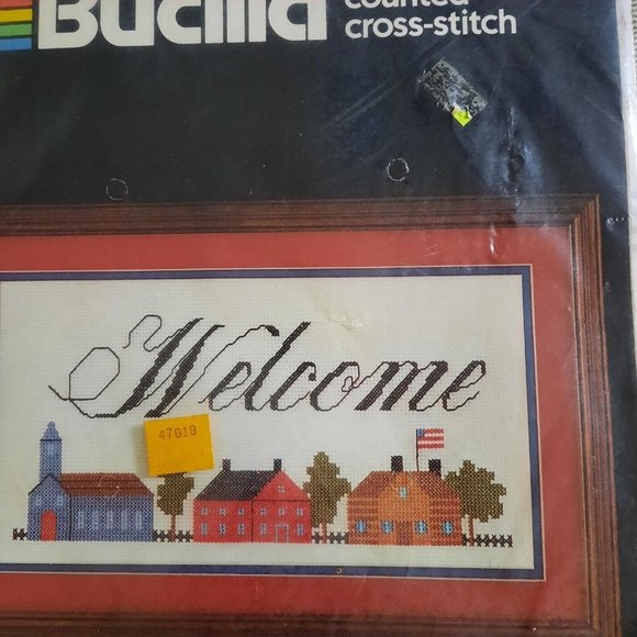NIP Bucilla "Welcome" counted cross stitch kit 7"×13" pattern # 49903. - Picture 2 of 5